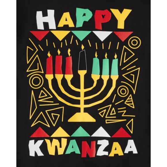 Children's Place Graphic Tee "Happy Kwanzaa" Long Sleeve Shirt Black Unisex 5T - Picture 3 of 11